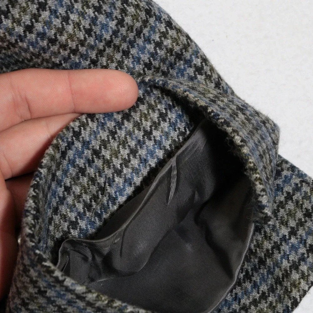 Brooks Brothers Sport Coat Houndstooth Check Blazer Blue Brown Tweed Wool Sz 48R